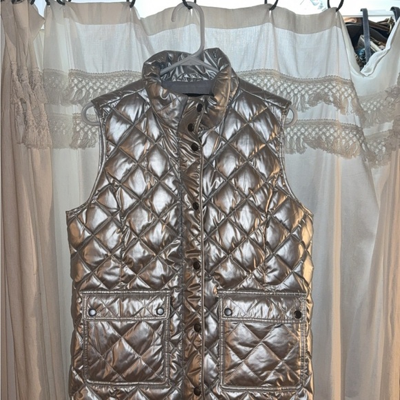 Talbots Shimmering Silver Quilted Vest - Picture 3 of 3